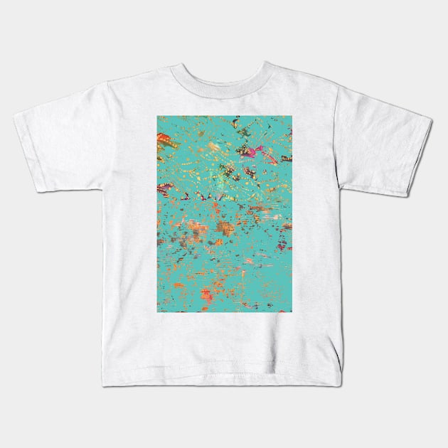 Teal Bohemian Fiber Art Kids T-Shirt by djrunnels